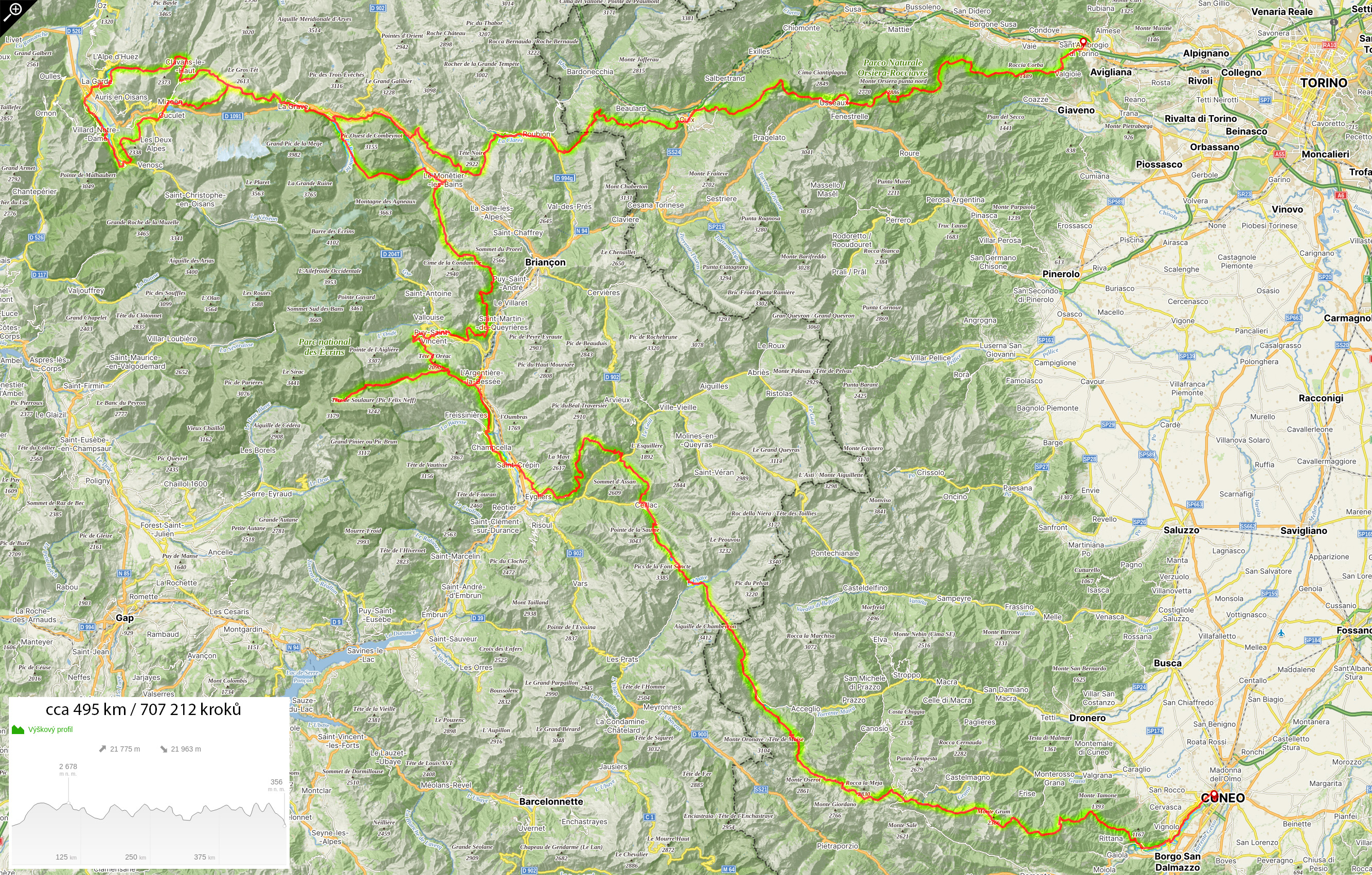 Mapa celé trasy